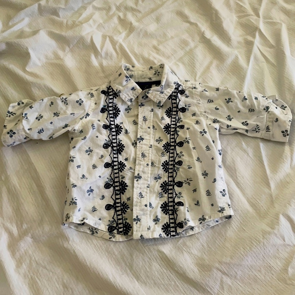 Tropical vibe embroidered infant button up